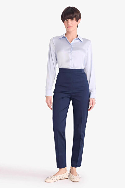 DeFacto Sigaret Normal Bell Satin Navy Blue Women's Trousers J8743Az/Nv135