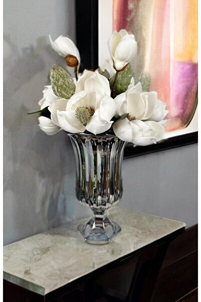 Empressco Şık Füme Ayaklı Bombeli Cam Vazo, Zarif ve Modern Dekorasyon İçin