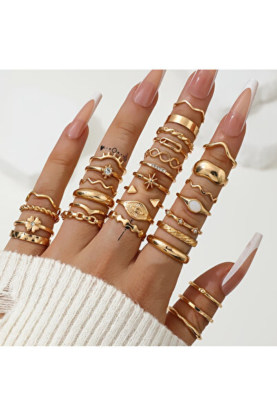 Ervalina مجموعة من 5 خواتم بأشكال أحجار كريمة متنوعة (شحن مختلط)