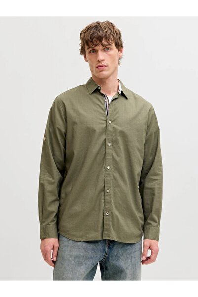 Jack & Jones Cămașă bărbătească, croială regulată, Henry, bumbac, măsliniu