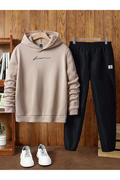 FATOOM STILE Men's Hooded Sweatshirt Top and Bottom Tracksuit Set Printed
