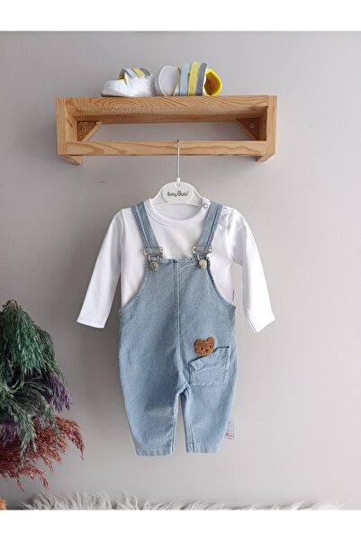Baby Buu Babybuu Bebek Kırık Cepli Ayıcık Kabartmalı Salopet Denim 6-24 ay