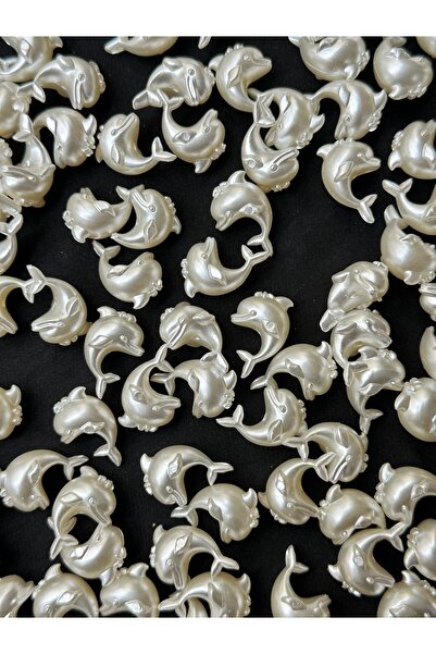 Bijumix Aksesuar 25 Adet Beyaz Sedefli Yunus Balığı Akrilik Boncuk Balık – 23...