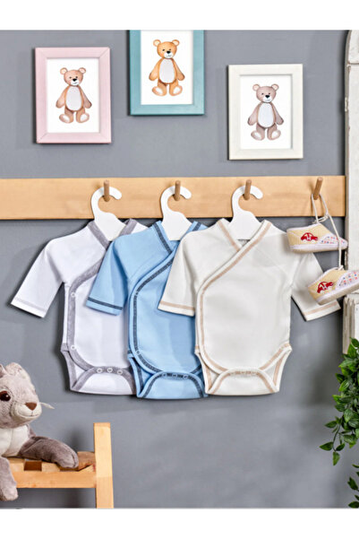 eze home 3’lü Bebek Zıbın Seti – %100 Pamuk, Yandan Çıtçıtlı