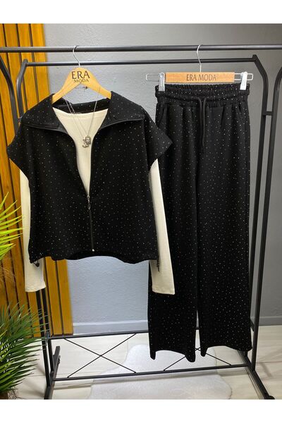 KIYAFET Taş İşlemeli Premium Eşofman Takımı (Pantolon Görünümlü.) (Body Dahil...