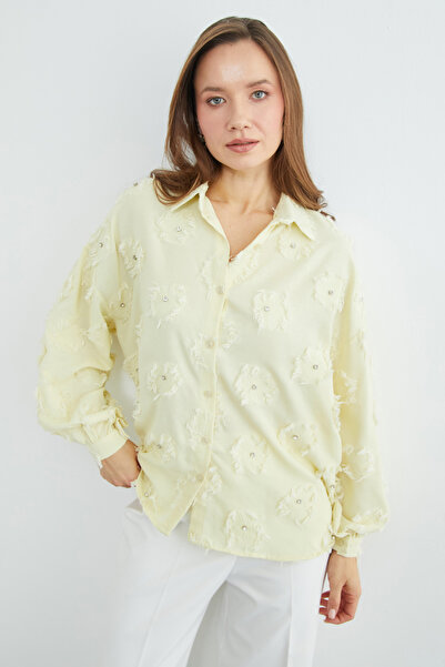 Fulla Moda Tasseled Stone Embroidered Casual Shirt