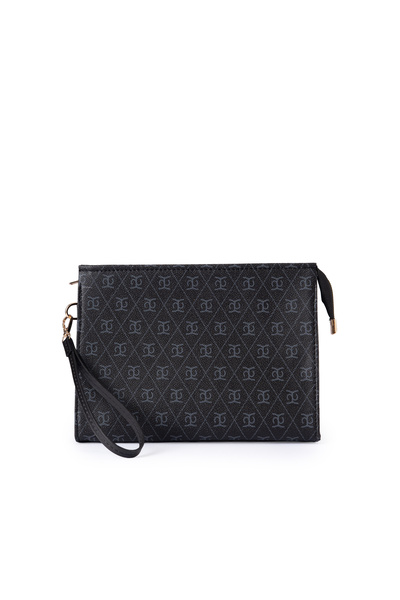 GLONDY Sasha Suni Deri Clutch Kadın Portföy El Çantası Siyah