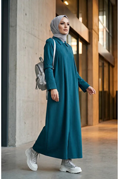 sefamerve Two-Thread Zippered Sports Robe 71170-04 Petrol