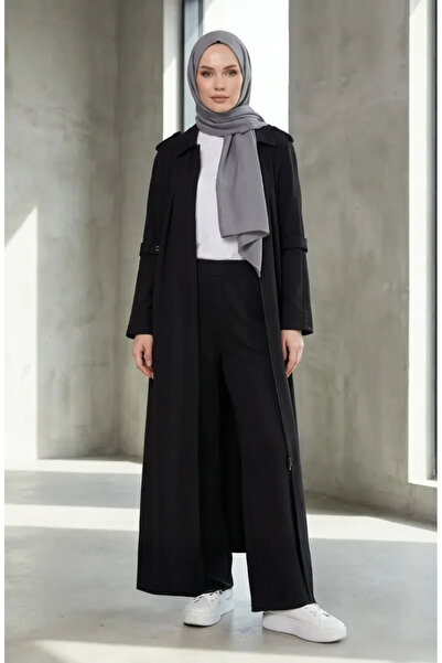 sefamerve Two-Thread Zippered Sports Robe 71170-01 Black