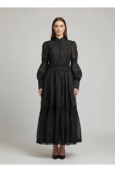 Rabiossa فستان ماكسي نسائي مزين بالدانتيل وأكمام بالون