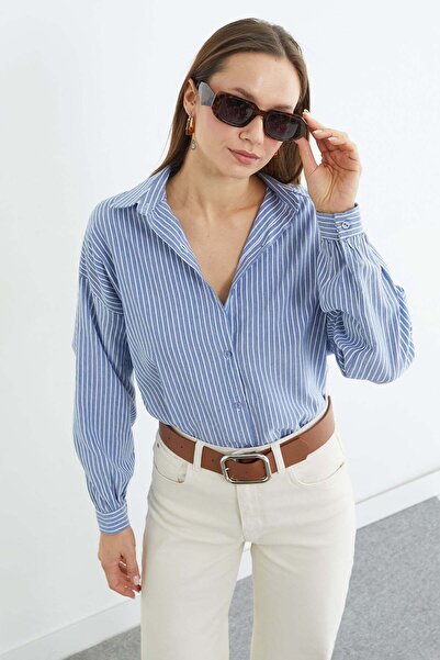 Fulla Moda Striped Long Back Oversize Shirt