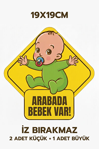 alışveriş kurdu Arabada Bebek Var Araba Stickeri 19X19Cm