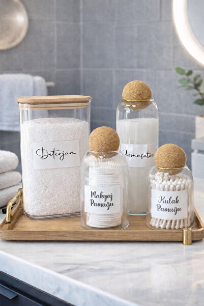 Dia 4-Piece Glass Bathroom Organizer Set |   Detergent – Softener – Cottonine...