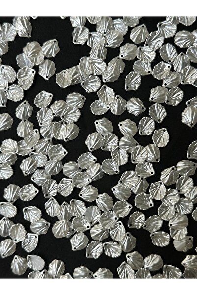 Bijumix Aksesuar 200 Adet İnce Beyaz Sedefli Yaprak Akrilik Boncuk – 12 mm Pl...