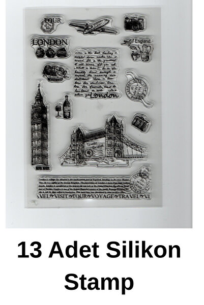 Kolbi Craft Vintage Travel London Silicone Stamp Stamp Set for Scrapbook Bull...