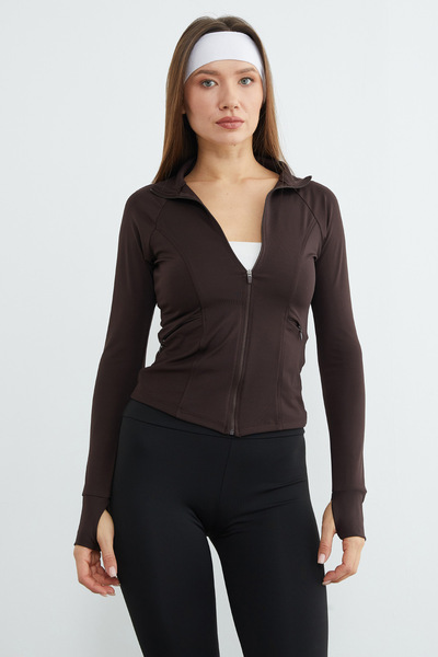 Fulla Moda Zippered, Finger-Looped, Slim Fit Sports Jacket