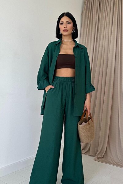 Wear Up Emerald Alice Shirt and Loose Cut Pants Set