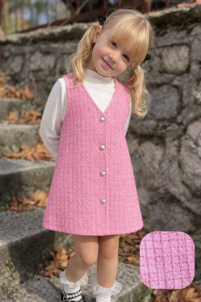 My Kids Wear Kız Çocuk Bayramlık Düğmeli Tüvit Yelekli 2’li Takım 12541