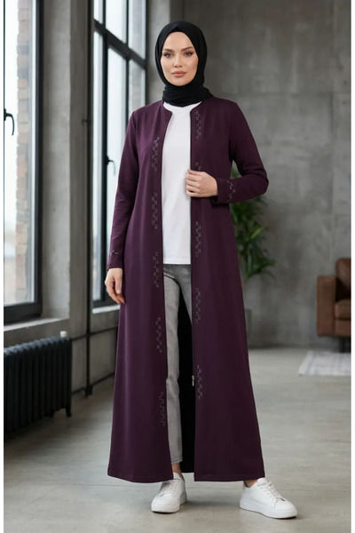 sefamerve Zippered Stoned Ferace 71179-03 Plum