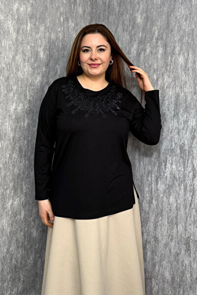 ModaPlaza Women's Stone Embroidered Blouse 004