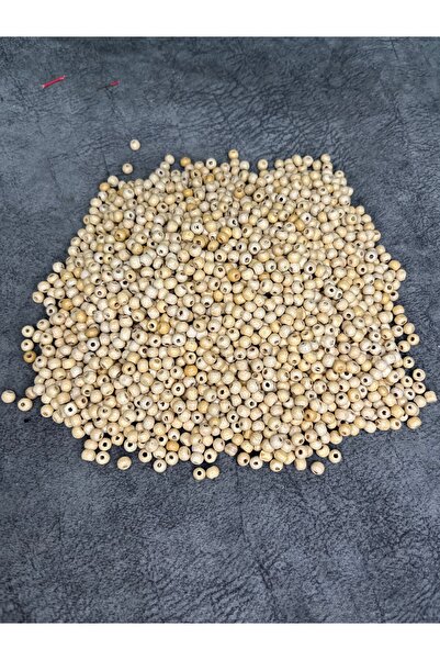 Mos Tespih 50 Adet Ahşap Renk Ahşap Boncuk 5-6mm Doğal Küçük Takı Boncuğu