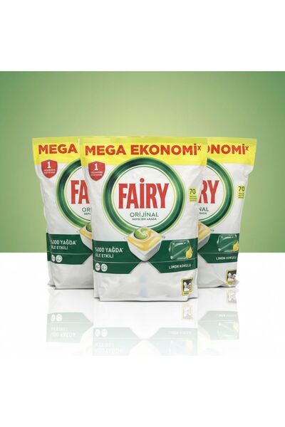Fairy Fairy Lemon Dishwashing Capsules, 70 Capsules – 3-Pack Offer | Powerful...