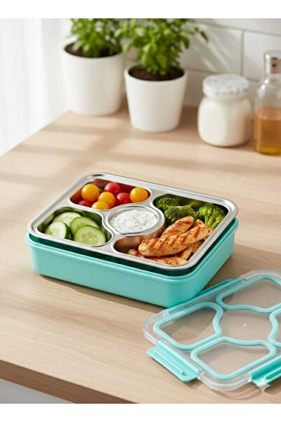 Funny Life Paslanmaz Çelik 4 Bölmeli Isı Korumalı Beslenme Kutusu - Sızdırmaz...