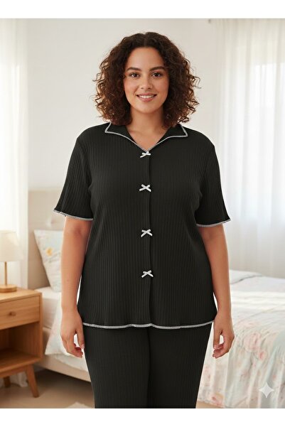 sleeproom Women's Summer Camisole Black Pajama Set