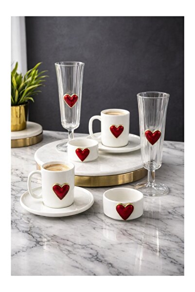 YzHome 2-Piece Porcelain Heart Cup Set and 2-Piece Porcelain Turkish Delight ...