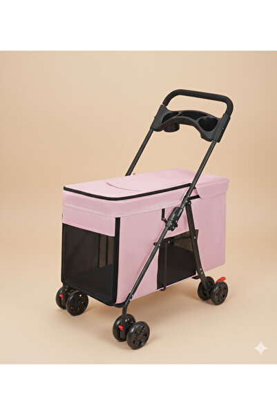 Tasma Market Ultra Hafif Kedi Köpek Taşıma Arabası – Geniş İç Hacimli, Katlan...