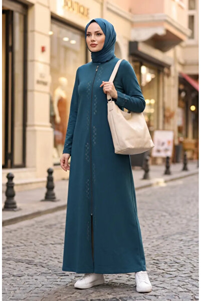 sefamerve Zippered Stoned Ferace 71179-02 Petrol