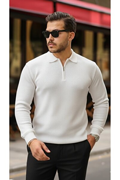 babatr.com Men's Thessaloniki Knitted Collared Long Sleeve Sweater