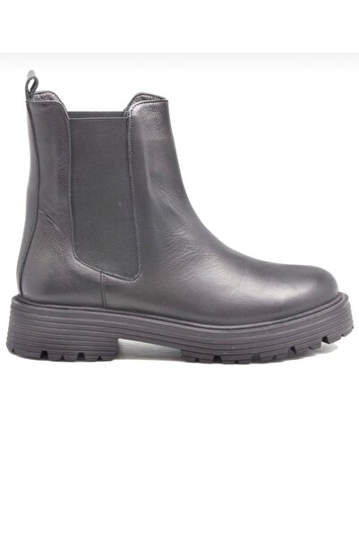 Anıl Ayakkabı Castle 23821 Women's Black Genuine Leather Warm Lining Comforta...