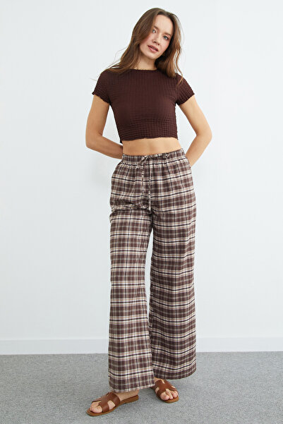 Fulla Moda Штани з еластичним поясом і картатим візерунком