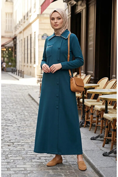 sefamerve Two-Thread Buttoned Ferace 71176-03 Dark Petrol