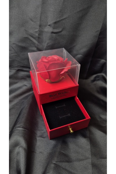 Altınkesesi Sevgili kırmızı , Tek güllü kolye , Yüzük, Küpe kutusu