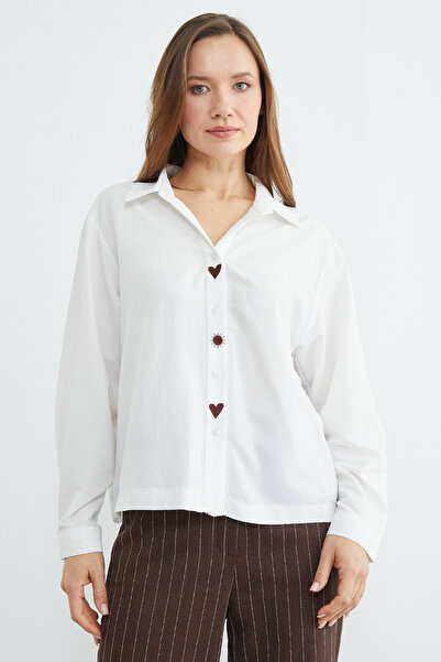 Fulla Moda Heart and Sun Embroidered Casual Shirt