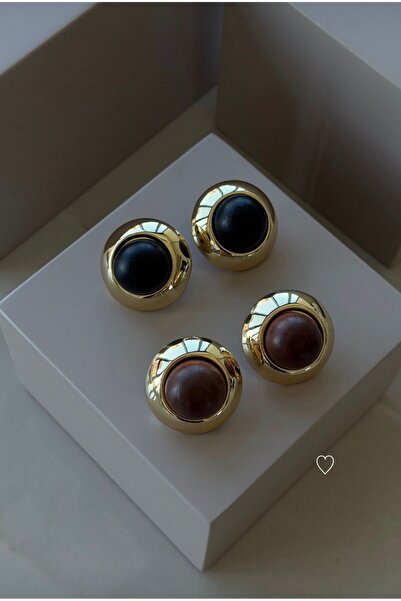 MODA Çelik 30 mm Kahve & Gold Küpe