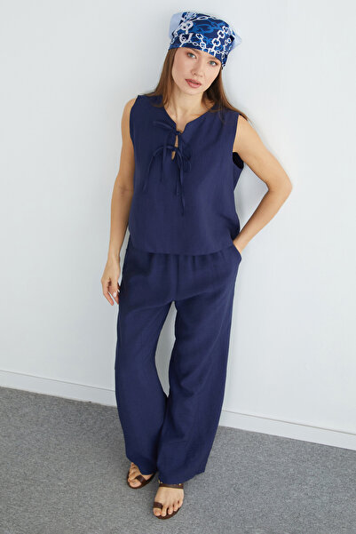 Fulla Moda 2-Piece Set with Tie-Front and Crinkle Pockets