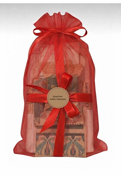 Bursa Home Red Tulle Pouch Bridal Bath Special Peshtemal, Face Pouch, Silk Po...