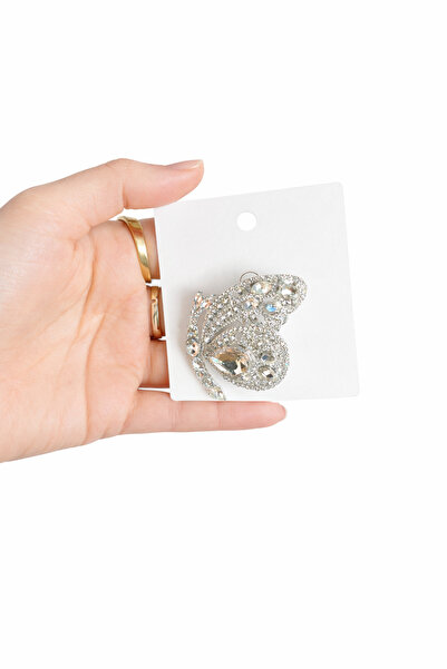 Karşıyaka Bijuteri Taş Detaylı Kelebek Formlu Şık Broş