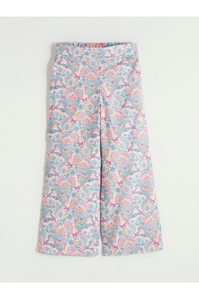 LC Waikiki بنطلون بناتي من مجموعة إلسيفا باللون الوردي مع خصر مطاطي ونقشة مميزة