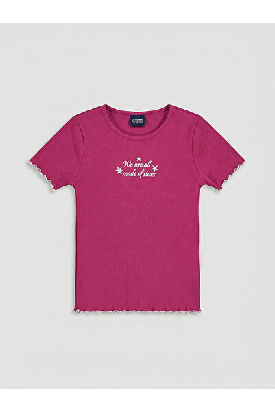 LC Waikiki تيشيرت فوشيا برقبة دائرية ناك مطرز z للأطفال من GULIS GİYİM