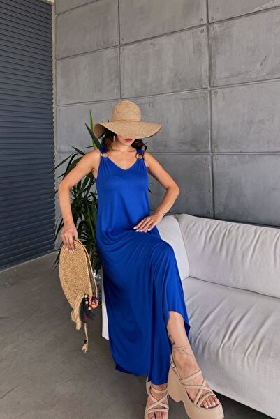 Hiccup Janes Asymmetrical V-Neck Sleeveless Midi Dress