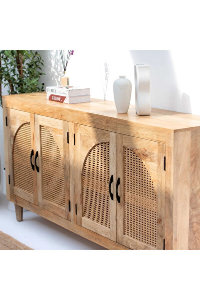 ŞafakMobilya Evora Hazeran Detaylı Masif Ahşap Rustik Konsol