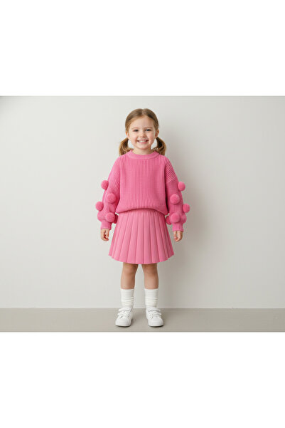 Nimini Kids Fusta pentru fete din tricot plisat, călduroasă, pentru grădiniță...