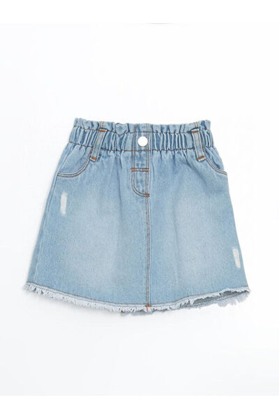 LC Waikiki Sparkling Choices Waist Belted Girls' Jean Skirt from Shining Store