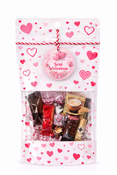İnci Fix SET Doypack Sevgililer Günü Şekerleme Hediye Paketi Seti (Poşet+ip+S...