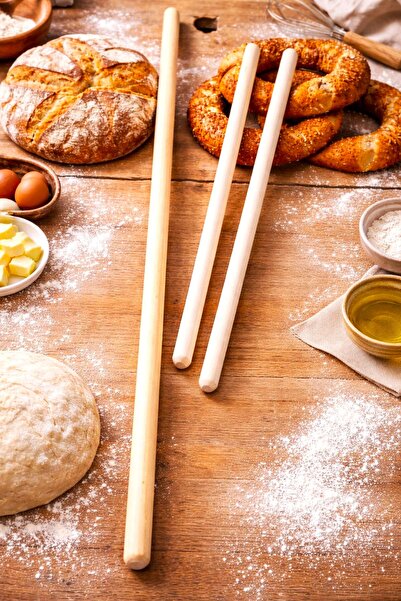 SWENCRAFT 3'lü Oklava Ahşap Hamur Açma ve Şekillendirme Oklava Seti Eğilmez Y...