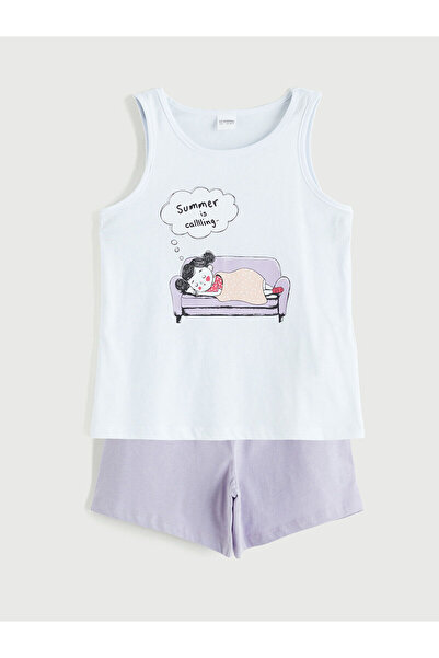 LC Waikiki Peak New Season Printed Girls' Shorts Pajama Set